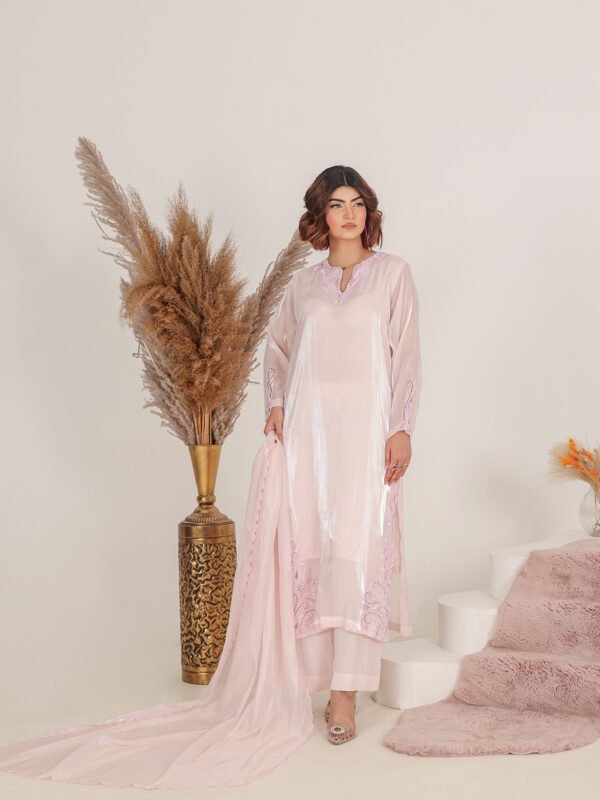Blush Pink Sweet Silk Cutwork Ensemble