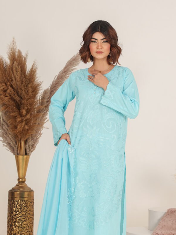 Serenity Blue Hand-Embroidered Lawn Ensemble